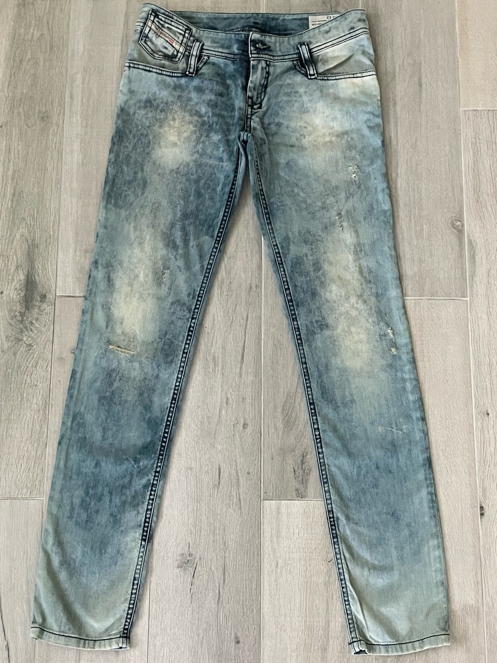 Diesel Kids Matic J Slim Tapered Distressed Acid Wash Jeans Girls Size 12